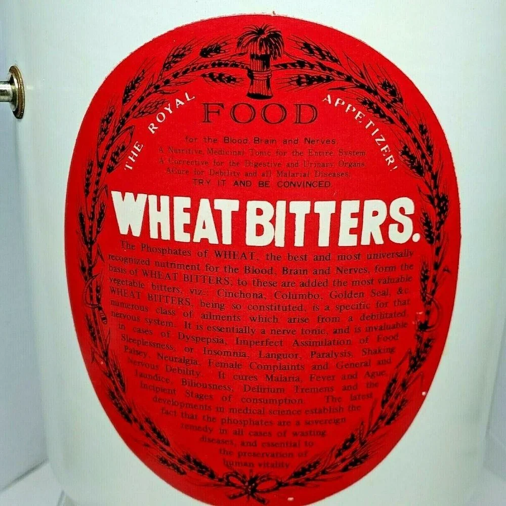 Vintage OOAK Ice Bucket medicinal bitters Labels Dr Jacob's Lashs Mishlers Wheat